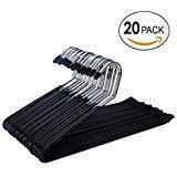 J&P Home Open Ended Slacks Stainless Steel Pants Hangers with Black Non-Slip Coating - 20 Pack