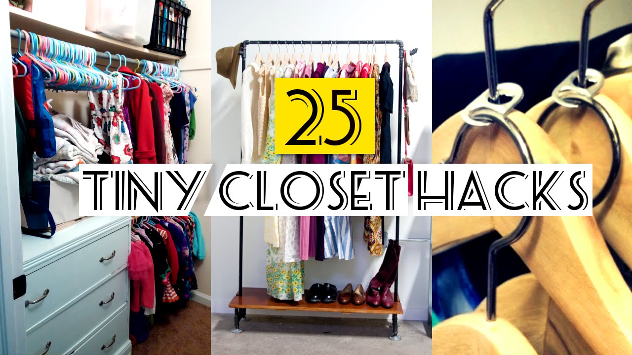 This is our 25 tiny closet organizing ideas: (Note: press CC button near setting video gear if voice over is difficult to understand) 1.▻0:23|First thing's first: Pare ...
