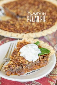Pumpkin Pecan Pie Recipe Pumpkin Pecan Pie - two favorites in one pie! Pumpkin pie on the bottom and pecan pie on top