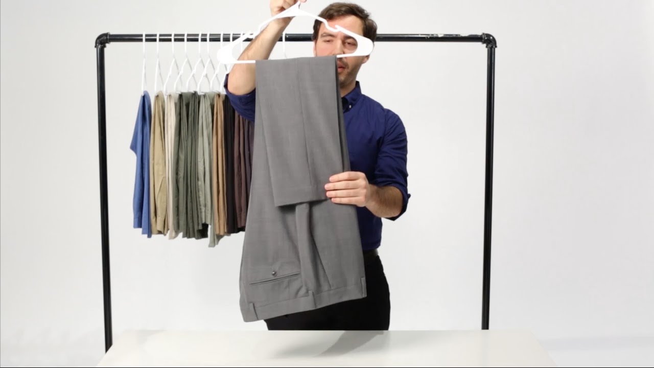 Watch to learn how to hang your dress pants using the Savile Row folding technique