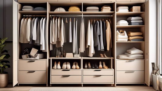 An organized and visually appealing wardrobe featuring a selection of clothes racks that maximize storage space and enhance the functionality of the area, with ample hanging bars, shelves, and drawers