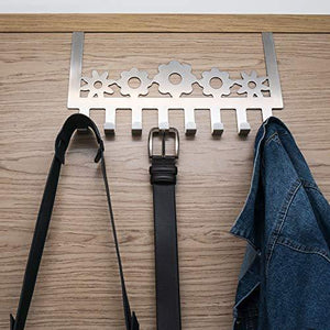 Ecorelation Over The Door Hook Organizer Rack Storage Multi 8 Hanger Wall Mount Coats Hats Robes Clothes Towels Belt Accessory Stainless Steel