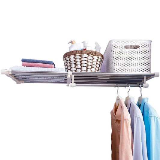 Hershii Closet Tension Shelf Expandable Telescopic Rod Heavy Duty Clothes Hanging Rail Adjustable DIY Storage Organizer Shoe Rack for Garage Bathroom Kitchen Bedroom