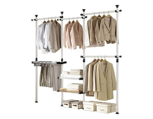 PRINCE HANGER, Deluxe Pants & Shelf Hanger, Holds 60kg(132LB) per horizontal bar, Heavy Duty, 32mm Vertical pole, Clothing Rack, Clothes Organizer, Pants Hanger, PHUS-0052